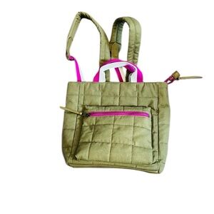 Stylish Olive Green Small Quilted Backpack
